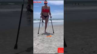 Amputee woman adaptive crutches life #crutches