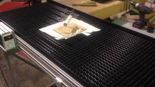 Safe Conveyor Cooling with Fan Through Mesh Belting