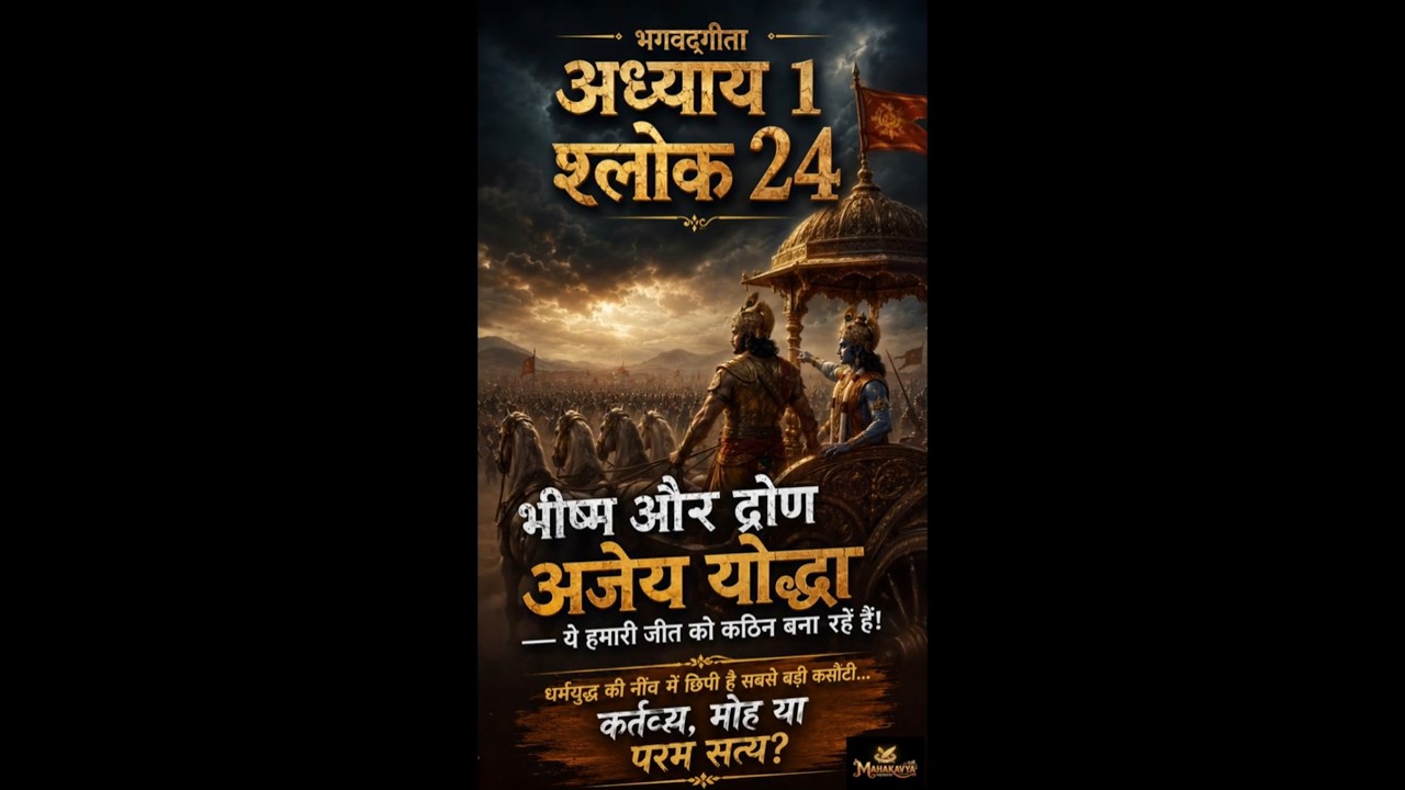 1.24 Hindi **भगवद्गीता 1.24 | श्री कृष्ण ने अर्जुन का रथ दोनों सेनाओं के बीच खड़ा किया #gita #arjun