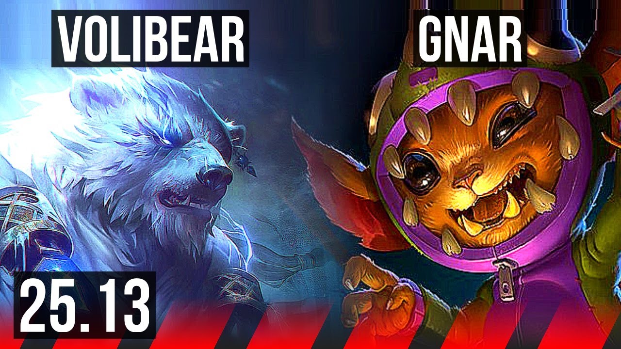 VOLIBEAR vs GNAR (TOP) | 600+ games, Rank 14 Voli | KR Grandmaster | 25.13