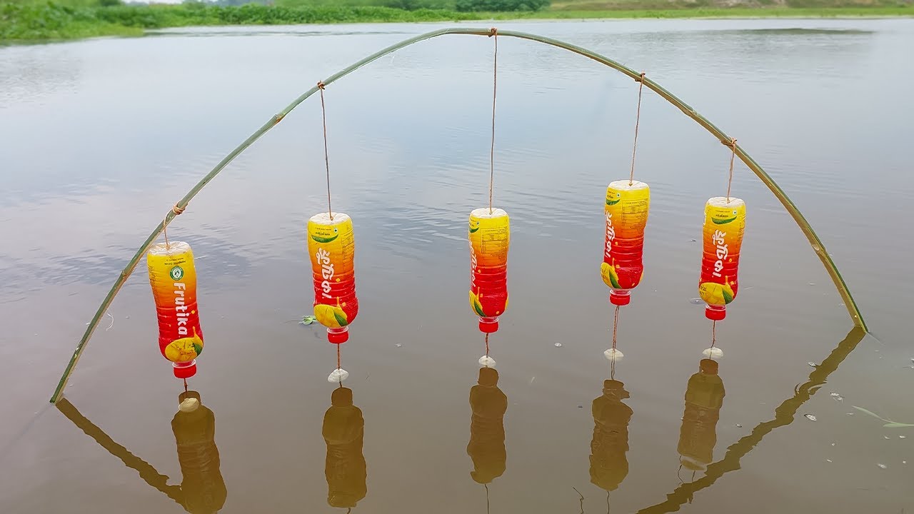 New Bottle Hook Fishing Video | Plastic Bottle Unique Technique Catching Fish In Hook Trap