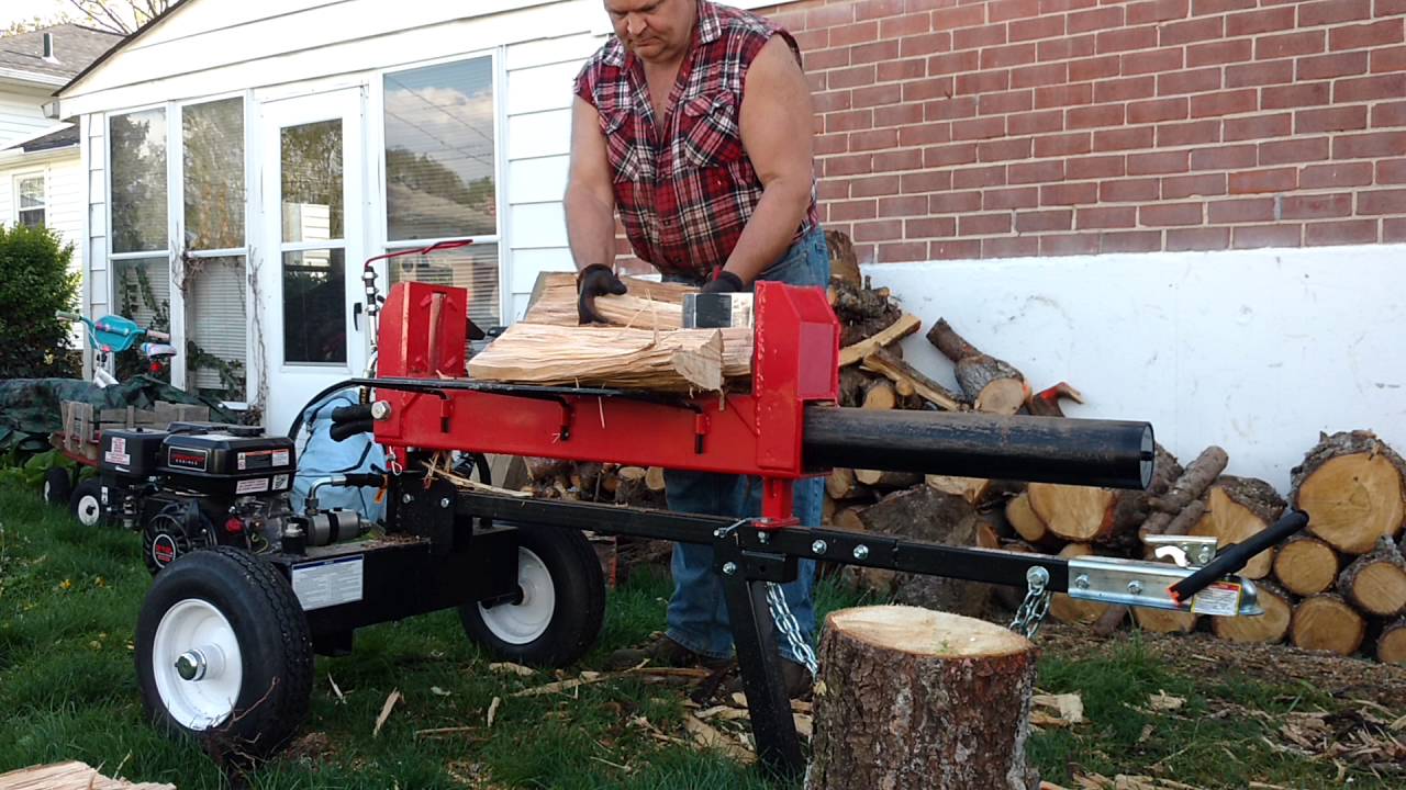 Log splitter Harbor freight 20 ton - YouTube