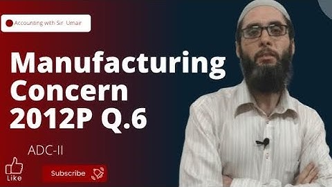 Manufacturing Concern| 2012P Q.6| ADC-II| Accounting with Sir Umair