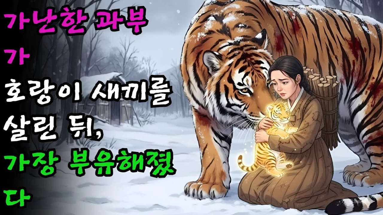 가난한 과부가 죽어가던 호랑이 새끼를 살려 주었는데, 그 보은으로 마을에서 가장 부유한 사람이 되었다