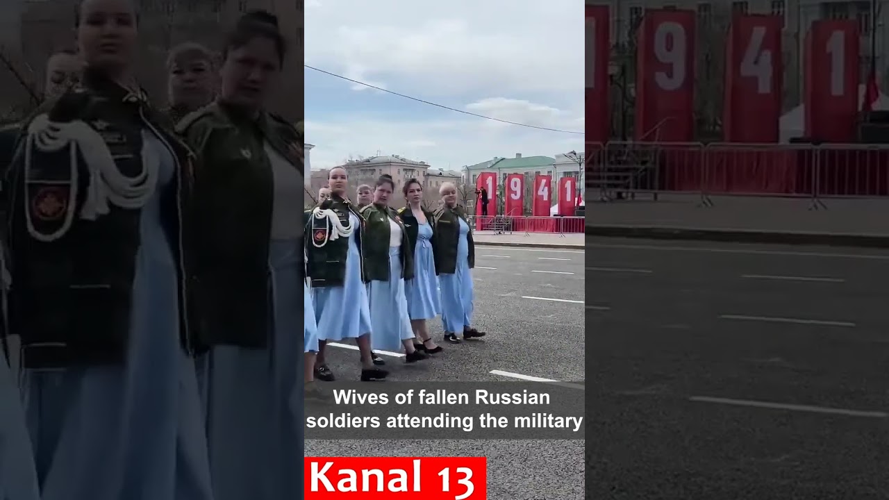 Wives of fallen Russian soldiers attending the military parade