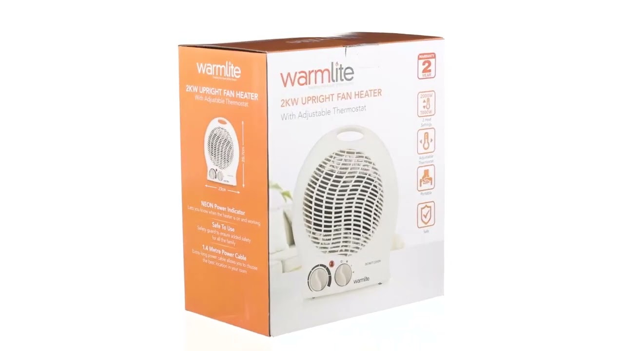 Warmlite WL44002 Thermo Fan Heater with 2 Heat Settings and Overheat  Protection, - YouTube