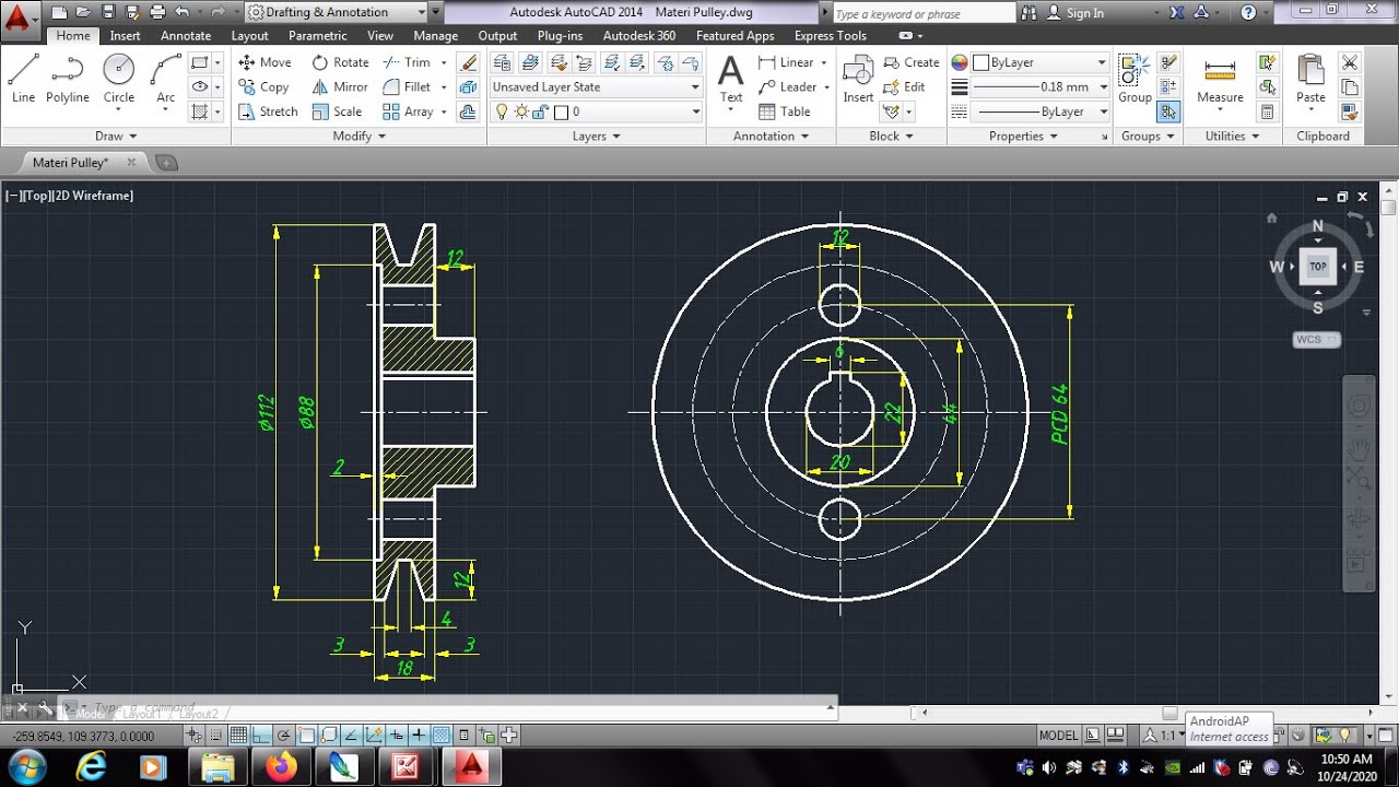 Pulley Drawing tutorial Autocad2D basiclevel YouTube