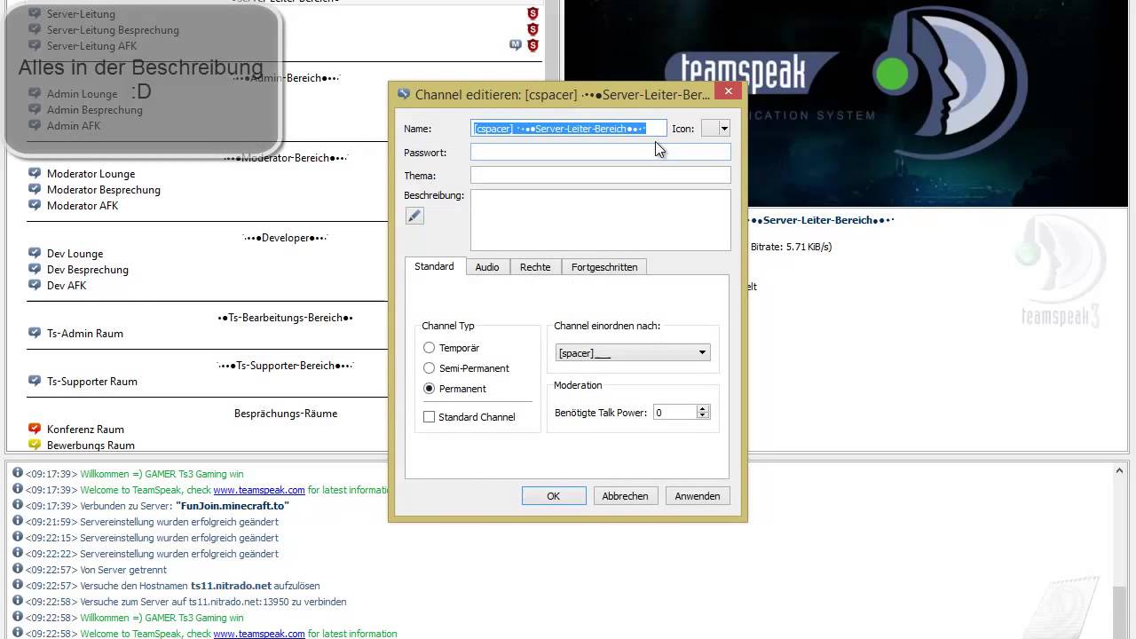 Tutorial Teamspeek 3 einrichten und Deko und mehr.... - YouTube