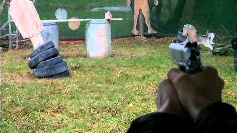 Airsoft Ed Brown Massad Ayoob target shooting in winter..