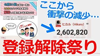 夏休み最後にヒカルのチャンネル登録を一斉に解除する祭りが凄すぎるｗｗｗｗ 生放送実況 Youtube