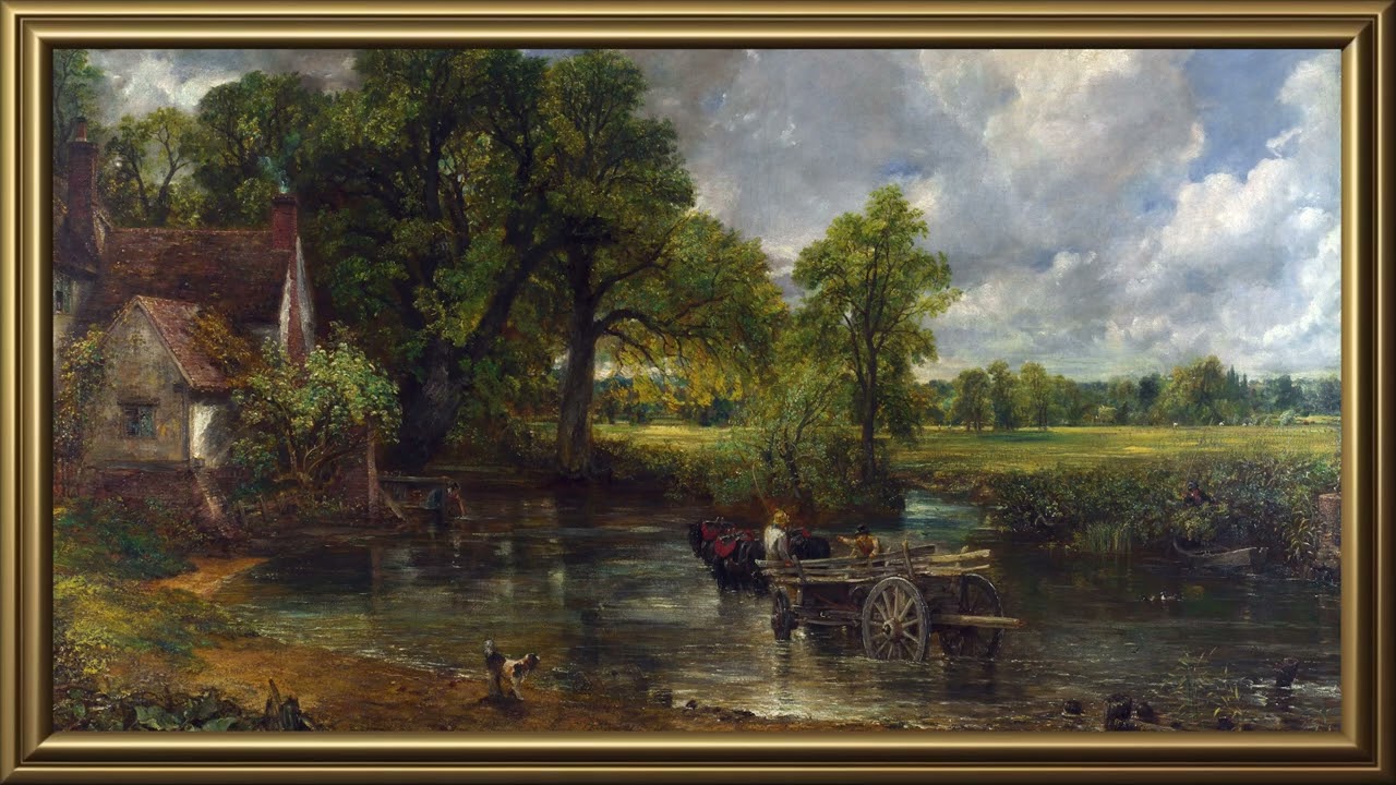 Nature Scenery Paiting Golden frame | Medieval village life | Hay Wain by John Constable |