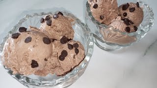 Yummy easy homemade chocolate ice cream with homemade chocolate chips