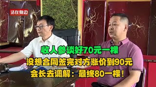 收人参谈好70元一棵，没想合同签完对方涨价到90元，会长去调解：最终80一棵！#真实事件 #真实案件 #案件解析 #案件 by 法在身边官方频道 The Laws Around Official Channel 502 views 1 day ago 8 minutes, 59 seconds