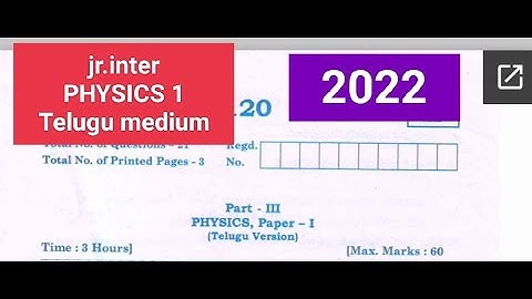 AP Jr.Intermediate PHYSICS 1 paper 2022 Telugu medium||physics jr inter 2022 important questions TM|