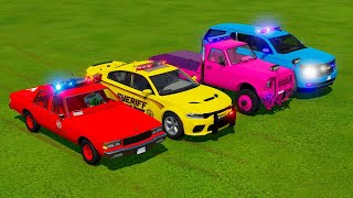 POLICE CARS Of COLORS AND TRANSPORT WITH MINI CAR 🚨🚗 - Farming Simulator 22