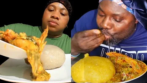 asmr mukbang okra soup and yellow fufu speed eating African Food