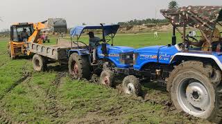 सोनालिक सिकन्दर HDM 50 और RX47 ट्रैक्टर ट्रॉली stuck इन deep mud field #jcb #tractor #takter