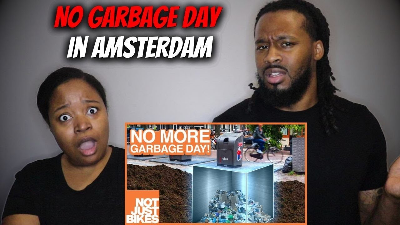 🇳🇱 NO GARBAGE DAY IN AMSTERDAM! | American Couple SHOCKED By Dutch Underground Garbage Collection
