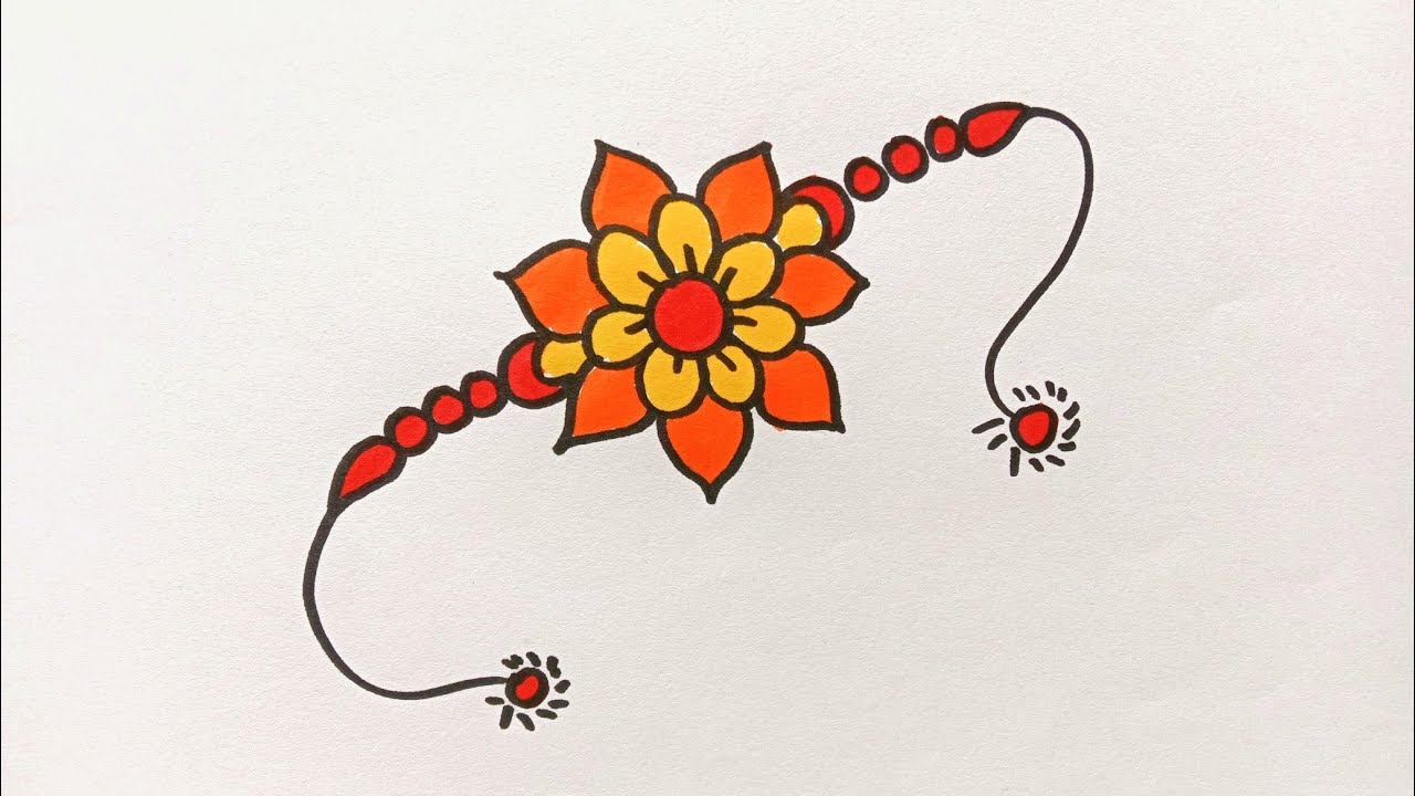 राखी का चित्र बनाना सीखें | Verry Easy Rakhi Drawing | Easy Drawing For ...