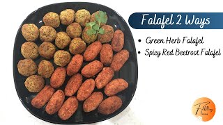 Falafel 2 ways | Green Herb Falafel | Spicy Red Beetroot Falafel | Air fried/No Oil Recipe | Vegan