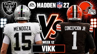 Raiders vs Browns Week 12 Simulation | Madden 27 Draft Rosters