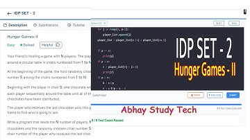 Hunger Games 2 in IDP Set 2 in Python CCBP #hungergames #CCBP #IDP #IDPSET #AbhayStudyTech  #python