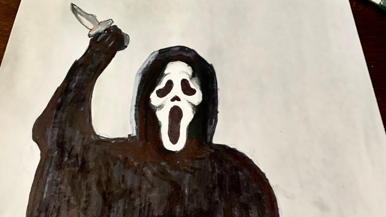 TUTORIAL de Cómo Dibujar a Ghostface de Scream Paso a Paso