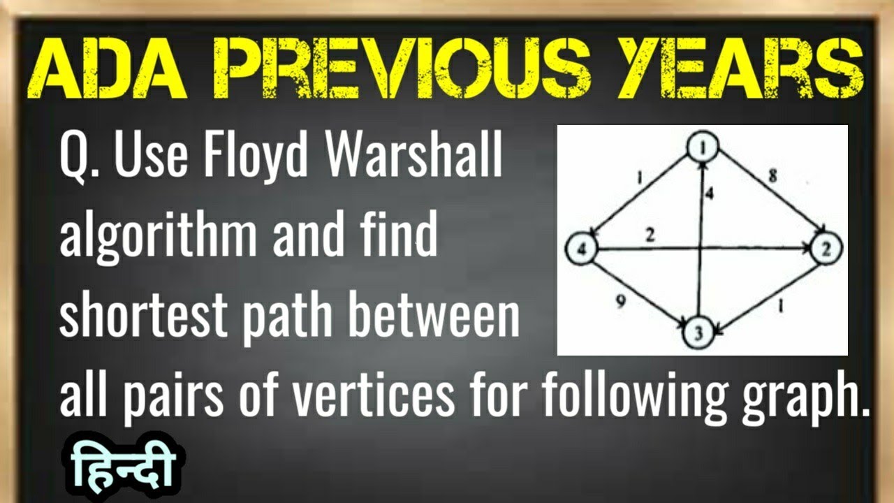 Use the Floyd-Warshall algorithm and find shortest path between all ...
