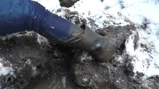 Short Winter Adventure With A Boot Stuck In The Mud