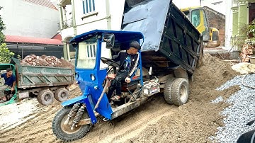 Công nông siêu khủng chở gạch và cát ngõ hẹp cực đã , máy múc volvo 55 tải đất, diesel engine truck