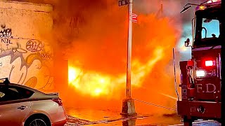 SMOKE EXPLOSION  FDNY Bronx 5th Alarm Box 2962 Heavy Fire Throughout a Supermarket