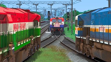 THREE TRAIN CROSSING AT SAME TRACK | BUMPY RAILROAD | Train Simulator | Railworks 3 | NTG GAMING