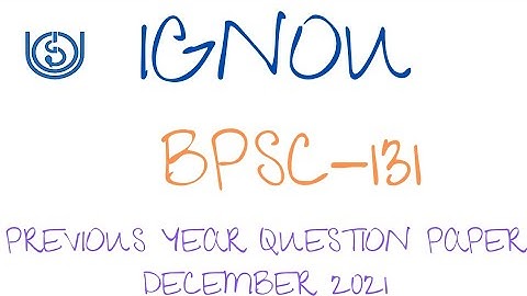 #ignou । BPSC-131 PREVIOUS YEAR QUESTION PAPER । DECEMBER 2021 । ENGLISH/HINDI । @sankhya67