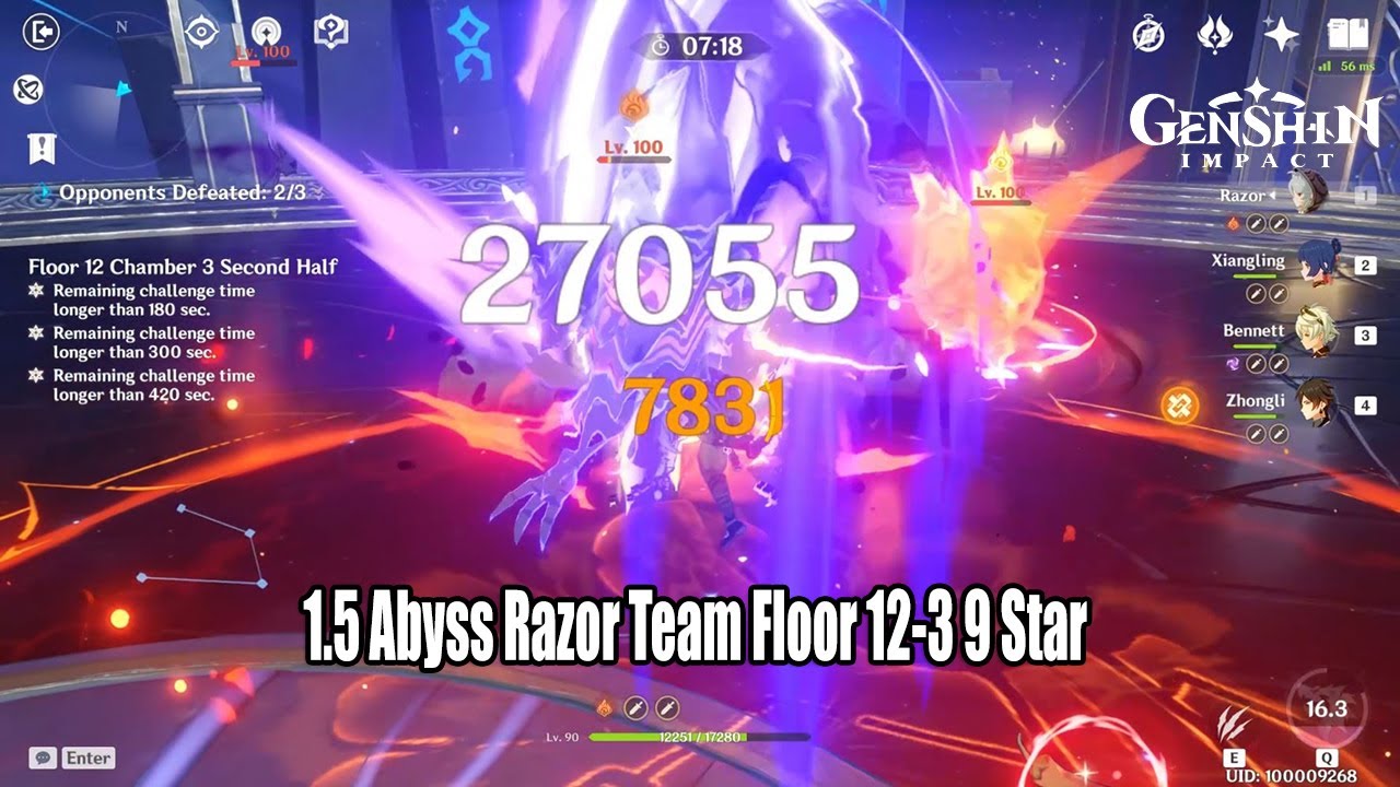 Genshin Impact 1 5 Abyss Floor 12 3 Razor Team 9 Star Gameplay C5 Serpent Spine R3 Youtube