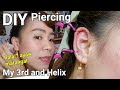 Diy piercing my 3rd lobe and helix