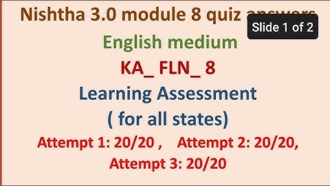 Nishtha 3.0 module 8 English medium answers | Nishtha FLN module 8 quiz answers in English medium