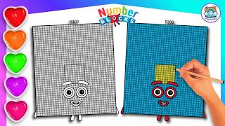 Numberblock 5300 Coloring for Kids - Super Easy Drawing Tutorial
