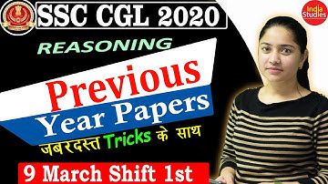 CGL- Practice 2020 || previous year paper Solution  || 9 March  Shift 1st  || Reasoning By Mona Mam