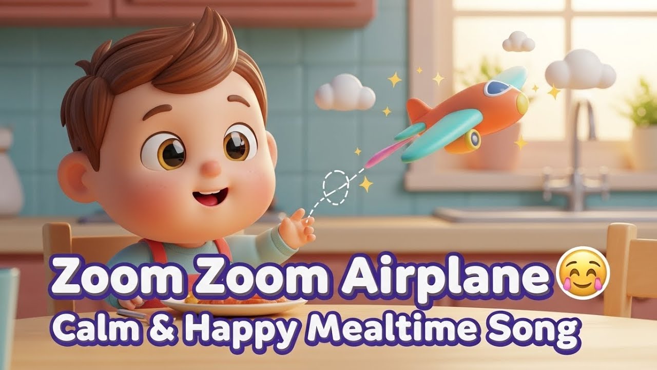 “Zoom Zoom Airplane ✈️ A Calm & Happy Mealtime Song”