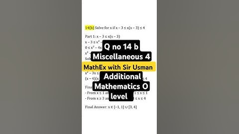 Q no 14 b Miscellaneous Exercise  Additional Mathematics O level #mathexwithsirusman #olevel