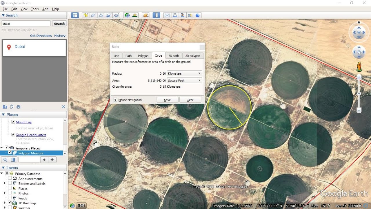 Learn Google Earth Pro Measure Distance and Area Ruler Tool YouTube