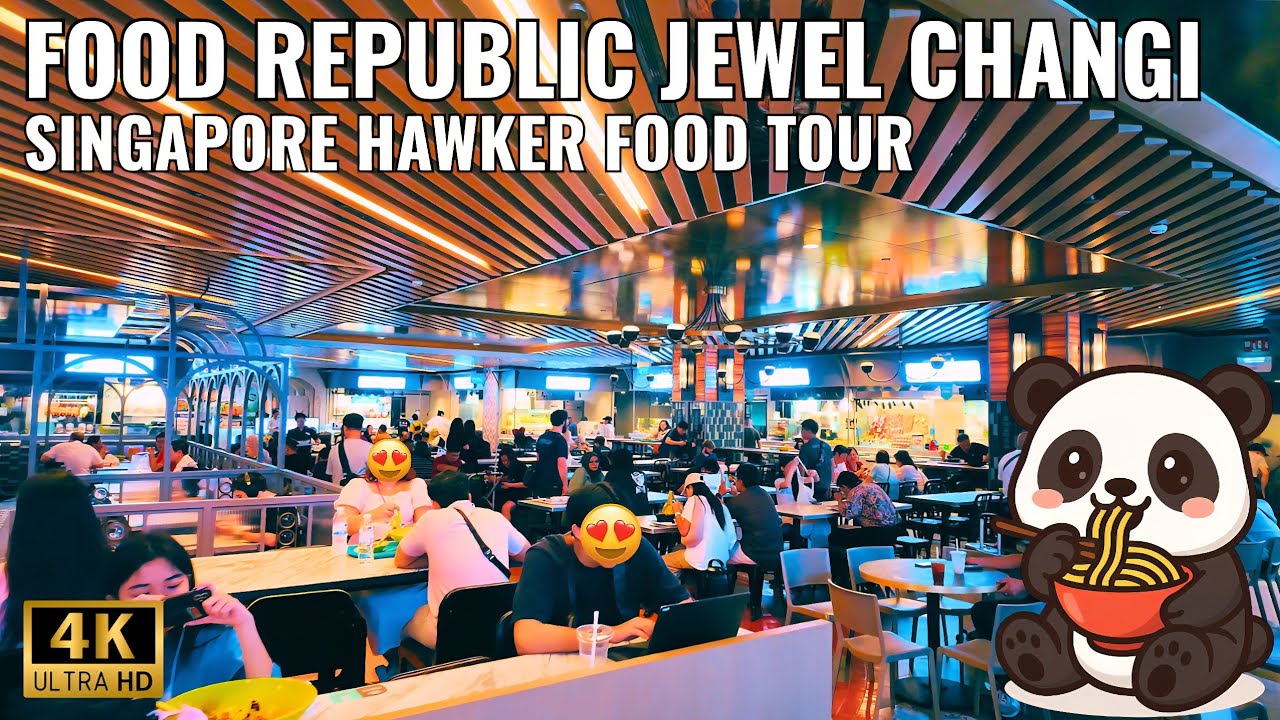 Food Republic at JEWEL Changi Airport | Singapore Hawker Food Tour [4K]