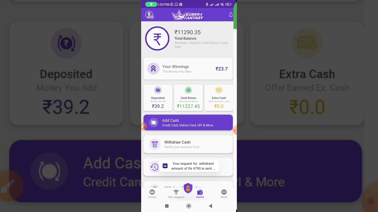 Kubera Fantasy Withdrawal Proof 😍