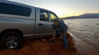 Ram 2500 on the beach, Nissan Armada on the trail