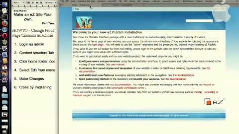 Your Own eZ Publish Site - Part 2 Change Front Page Contents as Admin