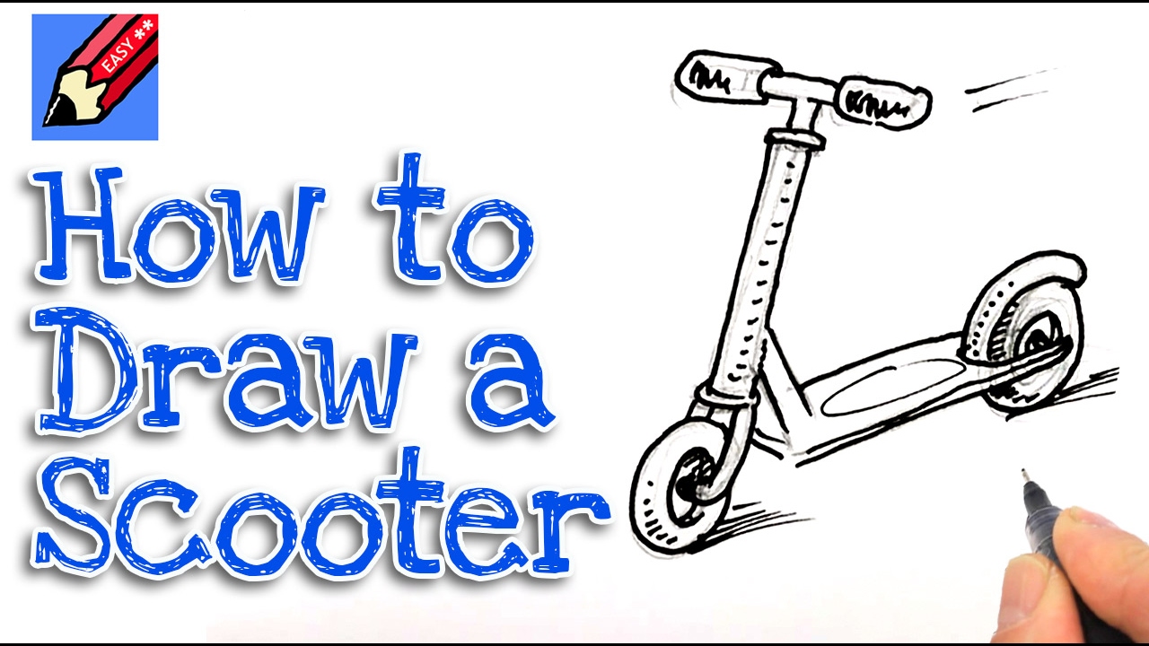 Learn how to draw a scooter real easy for kids and beginners - YouTube