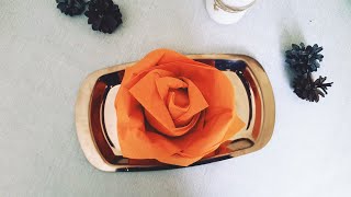 How to fold paper napkins into a rose