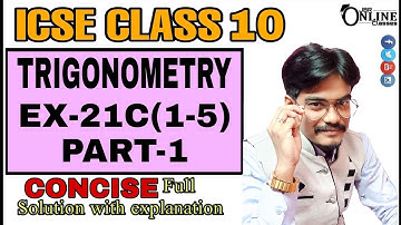 ICSE CLASS 10 EX-21C(1-5)PART-1 TRIGONOMETRY | SELINA CONCISE SOLUTION | JBR ONLINE CLASSES