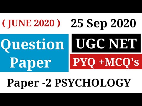 Ugc Net PSYCHOLOGY Previous year Solved papers/ UGC NET PSYCHOLOGY Paper 2 2020 Question with Answer