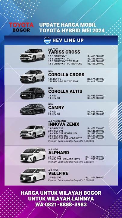 update harga mobil toyota hybrid mei 2024